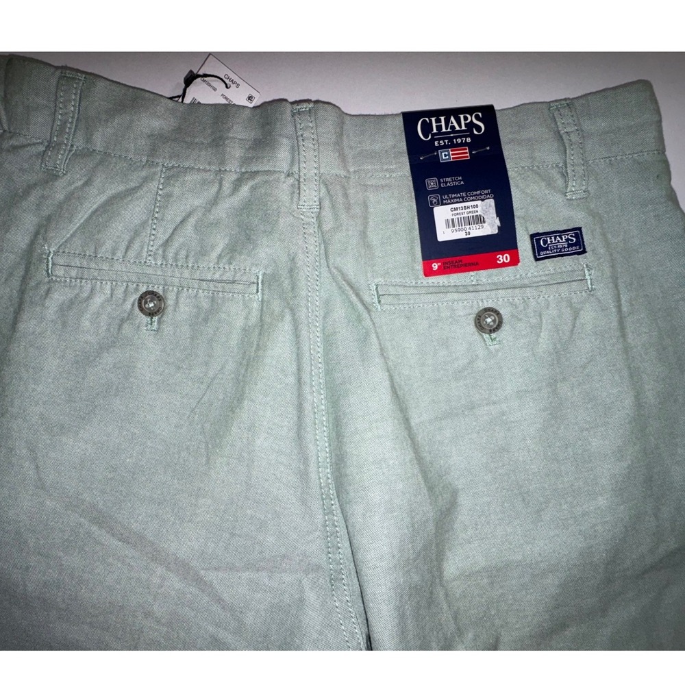 Chaps Mens Forest Green Coastland Stretch Chino Shorts Size 30w 9 Inseam NWT - Picture 7 of 8